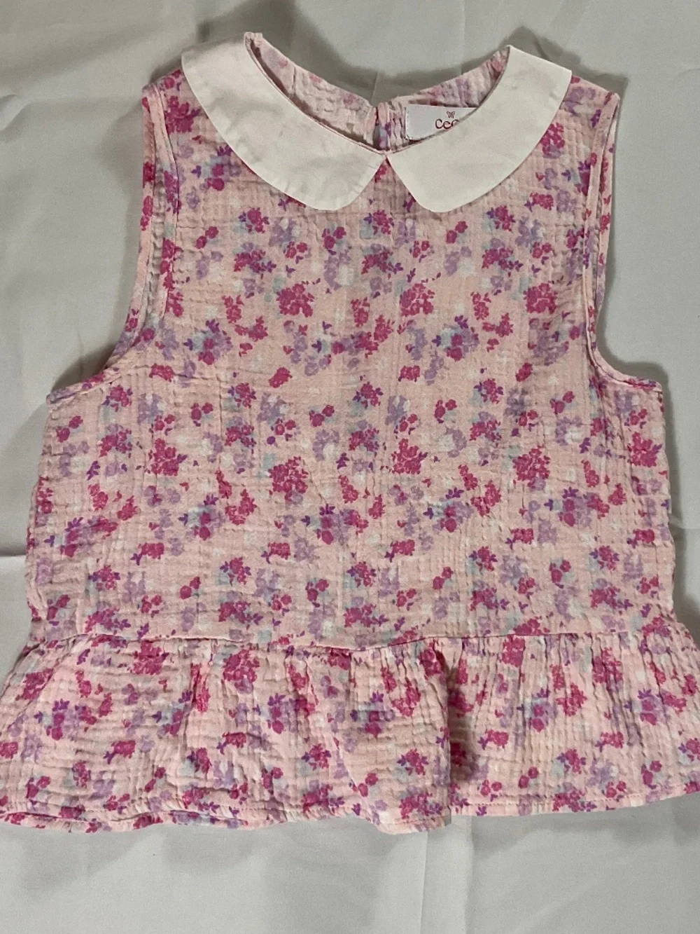 CeCe Girls XL Prink Floral Collared Top With Matching Shorts